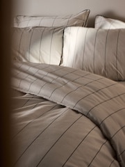 The Set 2 Pack Natural Check Stripe Printed Duvet Cover and Pillowcase Set With Fitted Sheets - Image 5 of 6