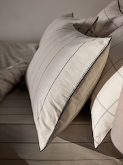 The Set 2 Pack Natural Check Stripe Printed Duvet Cover and Pillowcase Set With Fitted Sheets - Image 6 of 6