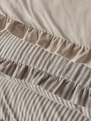 The Set 2 Pack Natural Stripe Frill Duvet Cover and Pillowcase Set with Fitted Sheets - Image 6 of 6