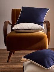 The Set 4 Pack Navy/Natural Cotton Linen Pom Pom Cushion Covers - Image 1 of 5