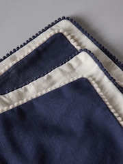 The Set 4 Pack Navy/Natural Cotton Linen Pom Pom Cushion Covers - Image 5 of 5