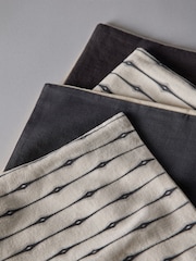 The Set 4 Pack Black/Natural Diamond Printed Cotton Cushion Covers - Image 4 of 5