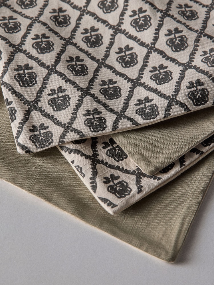 The Set 4 Pack Natural Woodblock Printed Cotton Cushion Covers - Image 4 of 4 The Set 4 Pack Natural Woodblock Printed Cotton Cushion Covers - Image 4 of 4