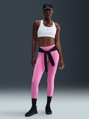 Nike White Swoosh Medium Support Non-Padded Sports Bra - Image 1 of 5