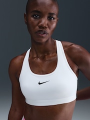 Nike White Swoosh Medium Support Non-Padded Sports Bra - Image 3 of 5