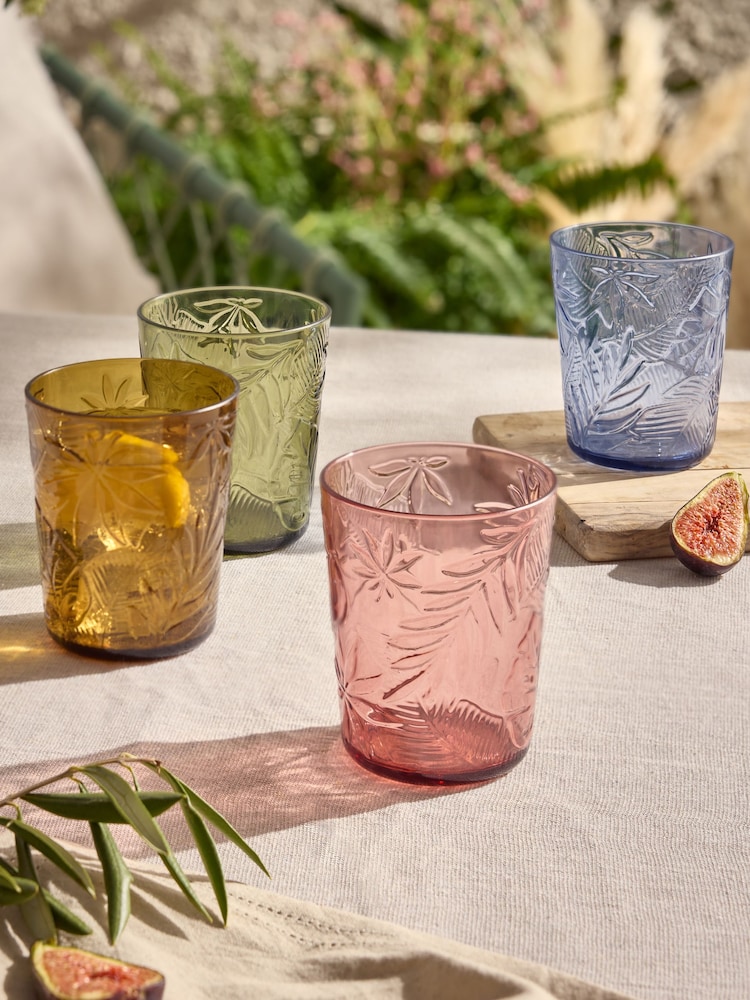 Set of 4 Multi Vacation Leaf Picnic Acrylic Tumblers - Image 1 of 3