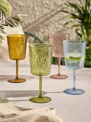 Set of 4 Multi Vacation Leaf Picnic Acrylic Wine Glasses - Image 1 of 3