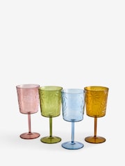Set of 4 Multi Vacation Leaf Picnic Acrylic Wine Glasses - Image 3 of 3