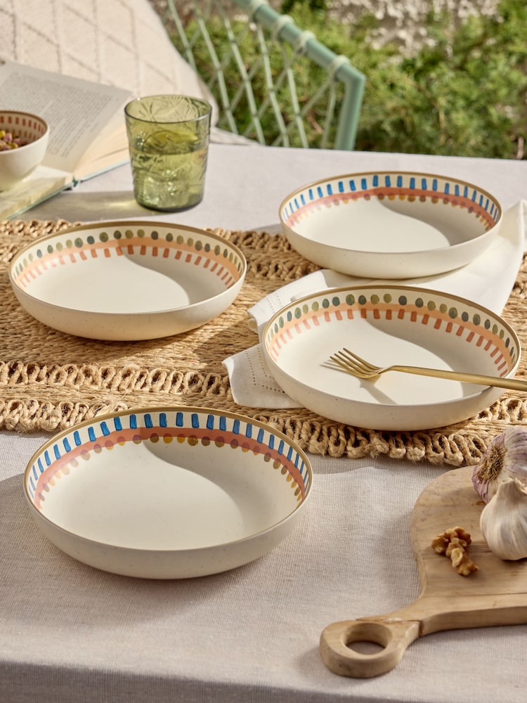 Set of 4 Natural Vacation Picnic Pasta Bowls - Image 1 of 4
