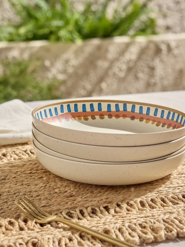 Set of 4 Natural Vacation Picnic Pasta Bowls - Image 2 of 4