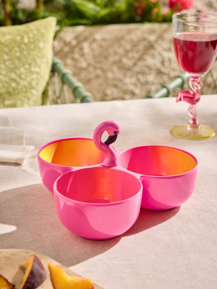 Pink/Yellow Flamingo Picnic Nibble and Dip Bowls - Image 2 of 4