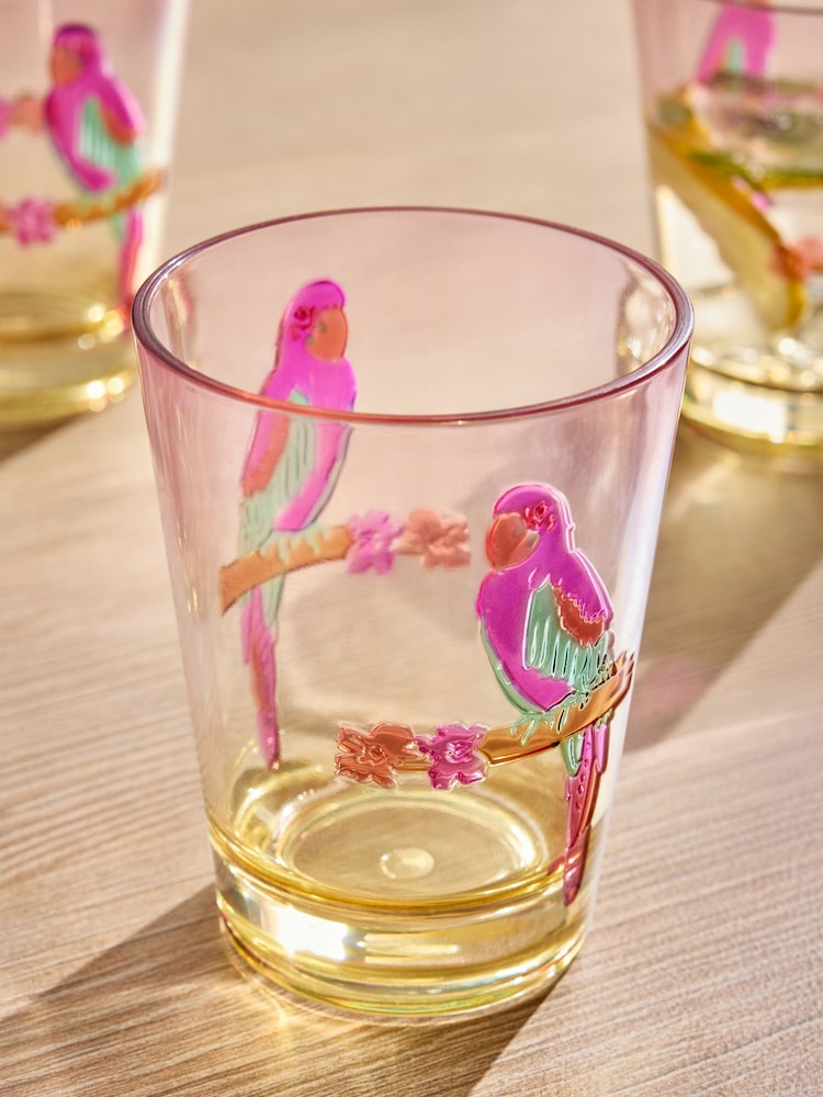 Set of 4 Multi Parrot Picnic Acrylic Tumblers - Image 2 of 3
