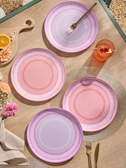 Set of 4 Pink Bold Tropic Picnic Dinner Plates - Image 1 of 5