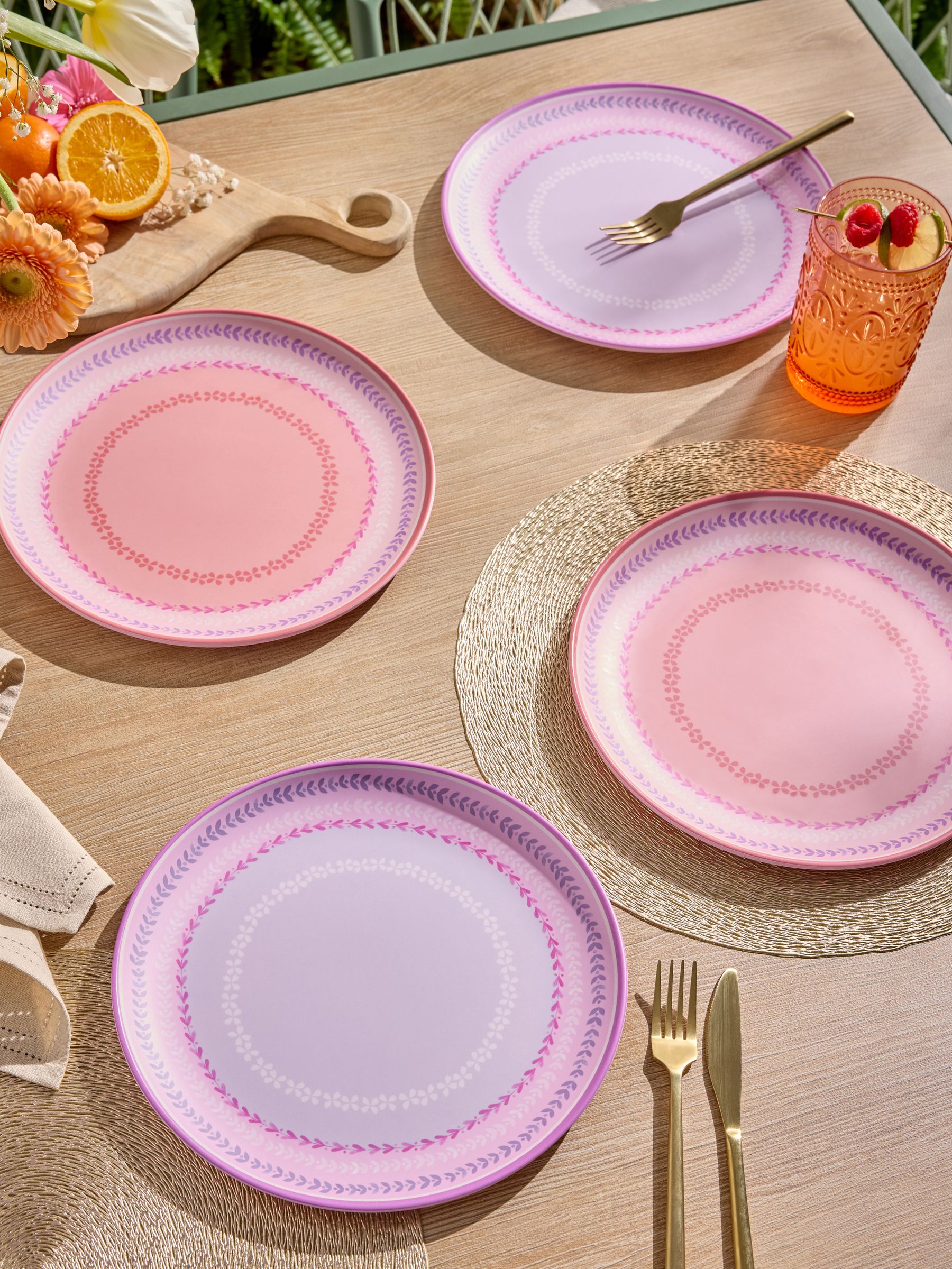 Buy Set of 4 Pink Bold Tropic Picnic Dinner Plates from the Next