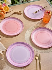 Set of 4 Pink Bold Tropic Picnic Dinner Plates - Image 2 of 5