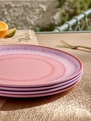 Set of 4 Pink Bold Tropic Picnic Dinner Plates - Image 3 of 5