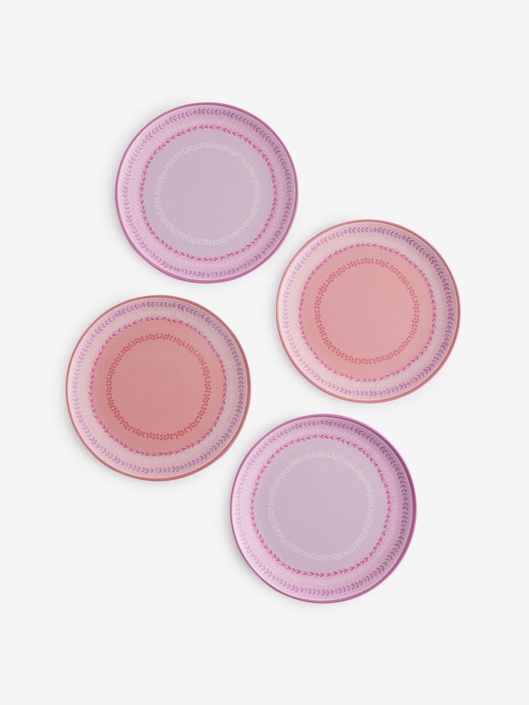 Set of 4 Pink Bold Tropic Picnic Dinner Plates - Image 5 of 5