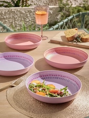 Set of 4 Pink Bold Tropic Picnic Pasta Bowls - Image 1 of 4