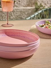 Set of 4 Pink Bold Tropic Picnic Pasta Bowls - Image 3 of 4