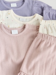 Purple Floral Short Sleeve Top and Shorts Baby Set 6 Piece (0mths-2yrs) - Image 12 of 15