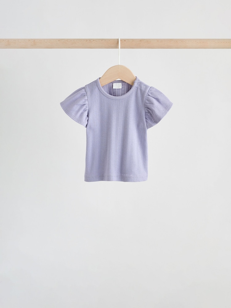 Purple Floral Short Sleeve Top and Shorts Baby Set 6 Piece (0mths-2yrs) - Image 2 of 15