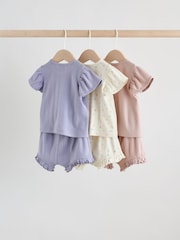 Purple Floral Short Sleeve Top and Shorts Baby Set 6 Piece (0mths-2yrs) - Image 8 of 15