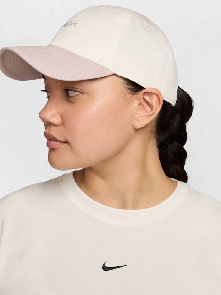 Nike White and Pink Club Unstructured JDI Cap - Image 2 of 8