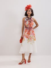 Phase Eight Orange Bethany Floral Print Dress - Image 1 of 7