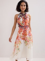 Phase Eight Orange Bethany Floral Print Dress - Image 3 of 7