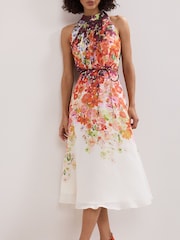 Phase Eight Orange Bethany Floral Print Dress - Image 6 of 7