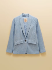 Joules Blue Linen Blend Blazer - Image 10 of 10
