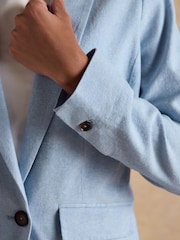 Joules Blue Linen Blend Blazer - Image 4 of 10