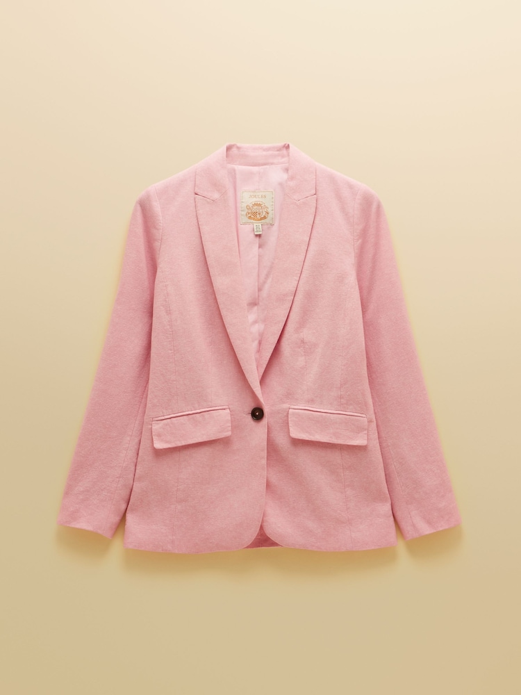 Joules Pink Linen Blend Blazer - Image 13 of 13