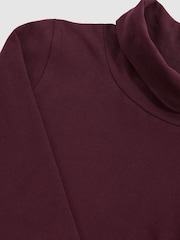 Reiss Burgundy Carey Cotton-Jersey Roll-Neck Top with Stretch - Image 4 of 4