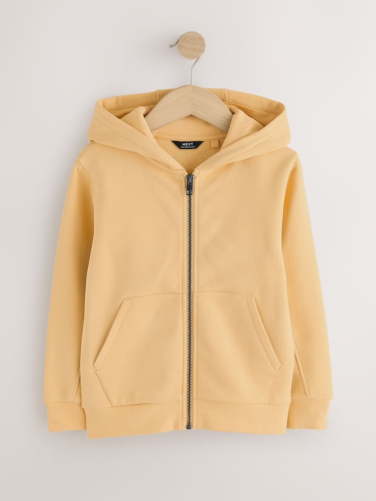 أصفر - هودي سادة بسحاب كامل (3-16 سنة) - صورة 1 من 4