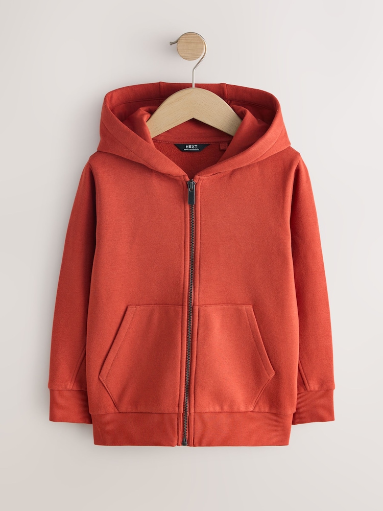 Rust Red 1 Pack Plain Zip Through Hoodie (3-16yrs) - Image 1 of 4