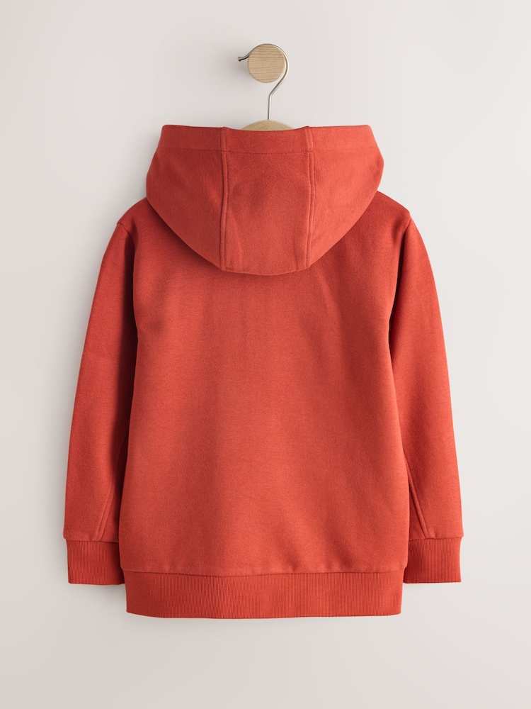 Rust Red 1 Pack Plain Zip Through Hoodie (3-16yrs) - Image 2 of 4