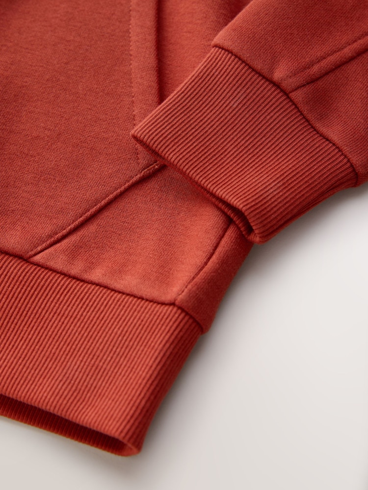 Rust Red 1 Pack Plain Zip Through Hoodie (3-16yrs) - Image 4 of 4