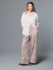 Stone/Red Stripe Wide Leg Pull On Trousers - Image 2 of 8