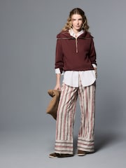 Stone/Red Stripe Wide Leg Pull On Trousers - Image 3 of 8
