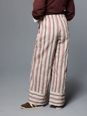 Stone/Red Stripe Wide Leg Pull On Trousers - Image 4 of 8
