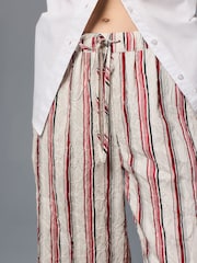 Stone/Red Stripe Wide Leg Pull On Trousers - Image 5 of 8