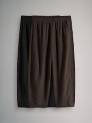 The Set 2 Pack Barrel Leg Trousers With Linen Chocolate Brown/Black - Image 1 of 5