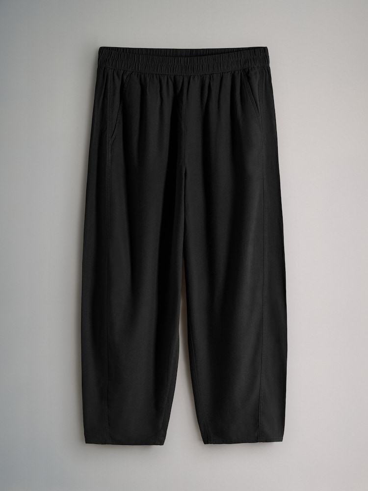 The Set 2 Pack Barrel Leg Trousers With Linen Chocolate Brown/Black - Image 2 of 5