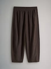 The Set 2 Pack Barrel Leg Trousers With Linen Chocolate Brown/Black - Image 3 of 5