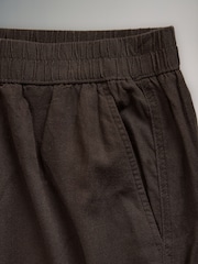 The Set 2 Pack Barrel Leg Trousers With Linen Chocolate Brown/Black - Image 4 of 5