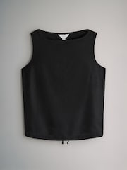 The Set 2 Pack Tie Hem Tops With Linen Black/Stone - Image 2 of 5