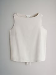 The Set 2 Pack Tie Hem Tops With Linen Black/Stone - Image 3 of 5