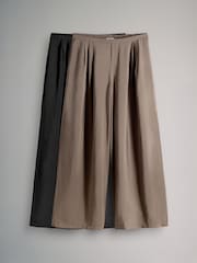 The Set 2 Pack Palazzo Wide Leg Trousers Black/Brown - Image 2 of 5