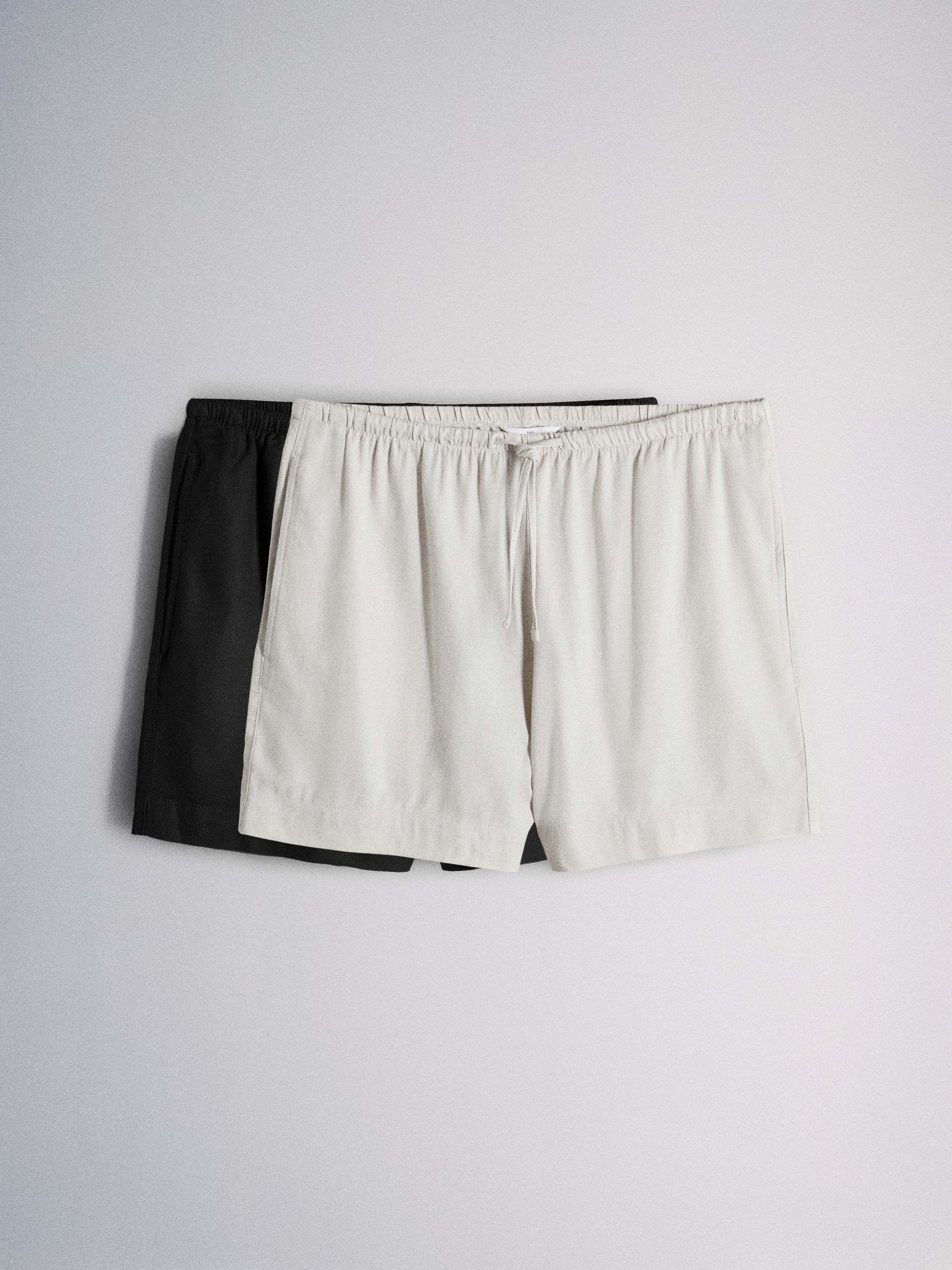 Buy The Set Shorts With Linen Black/Neutral from Next USA